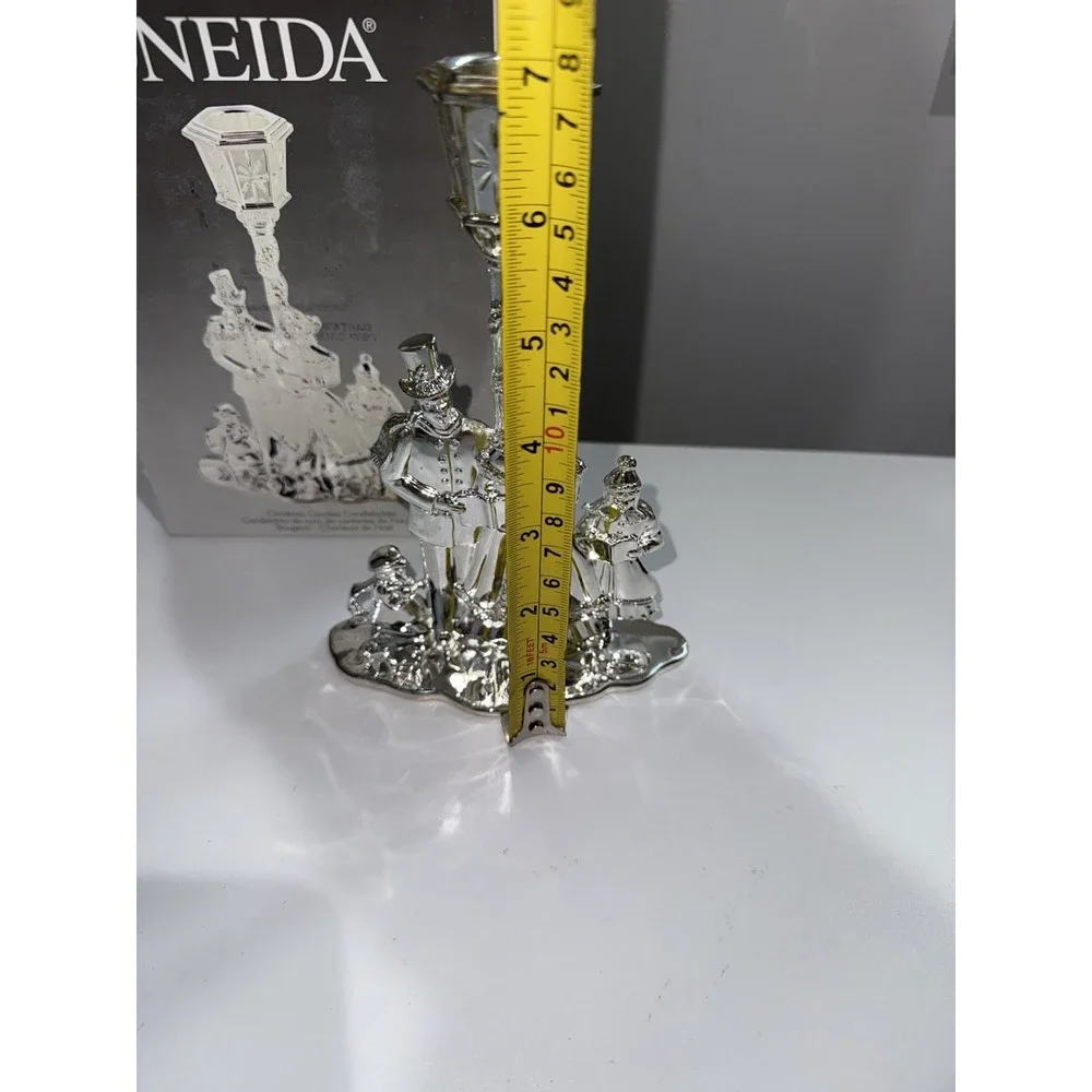 Vtg Christmas Candleholder Carolers‎ Silverplate Mom Dad Kids Dog Oneida Holiday